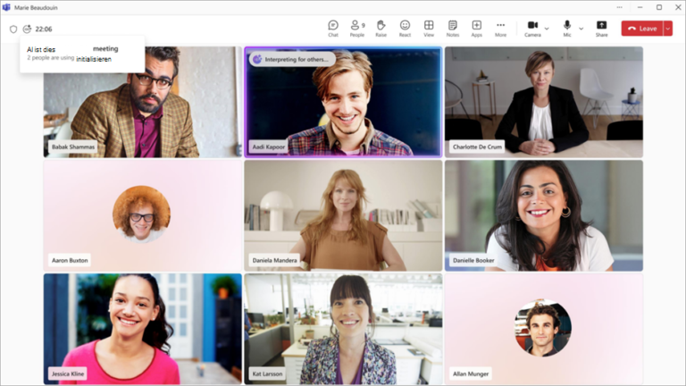Microsoft Teams Die Dolmetscher-Funktion