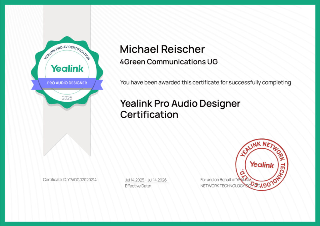 Yealink pro audio designer certification 