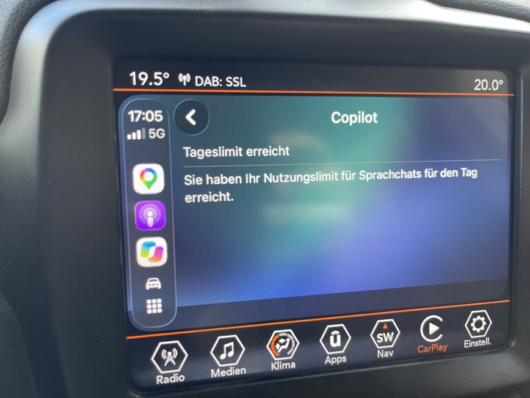 Copilot Sprachlimit in Apple CarPlay